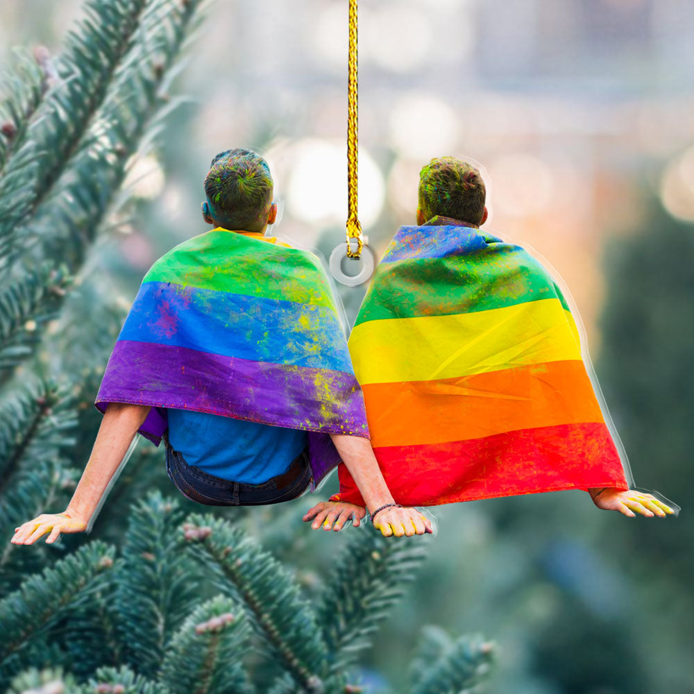 Personalized Acrylic Ornament - Gift For Couple - LGBT Couple Photo AC