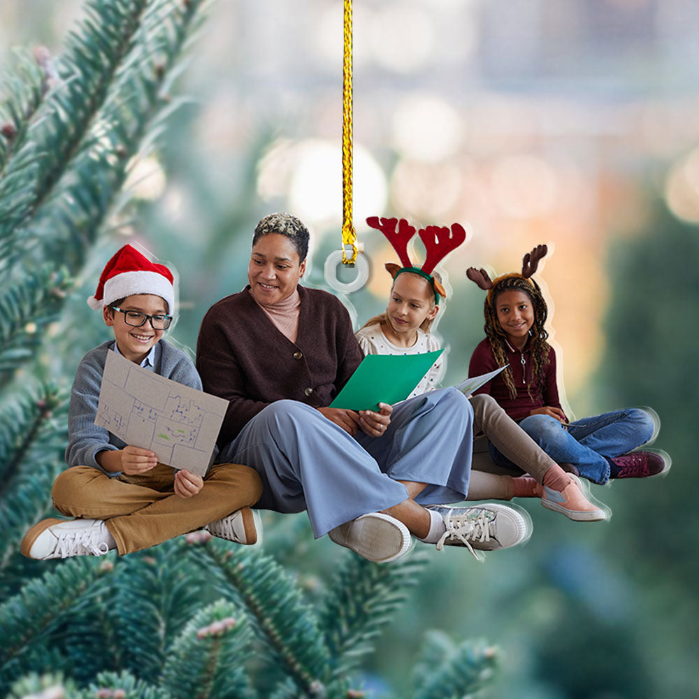 Personalized Acrylic Ornament - Christmas Gift For Teacher - The Best Teacher Ever Photo AC