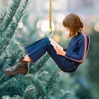Thumbnail for Personalized Acrylic Ornament - Gift For Book Lovers - A Girl Addicted To Reading Books Photo AC