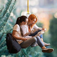 Thumbnail for Personalized Acrylic Ornament - Gift For Book Lovers - Girl Bestie Reading Books Photo AC