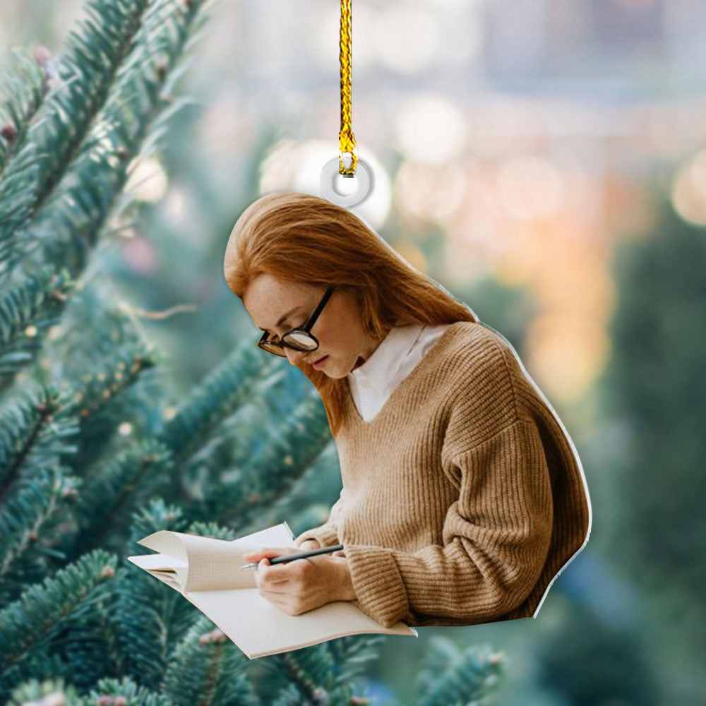 Personalized Acrylic Ornament - Gift For Writers - Female Writer Photo AC