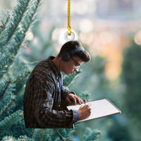 Thumbnail for Personalized Acrylic Ornament - Gift For Writers - Male Writer Photo AC