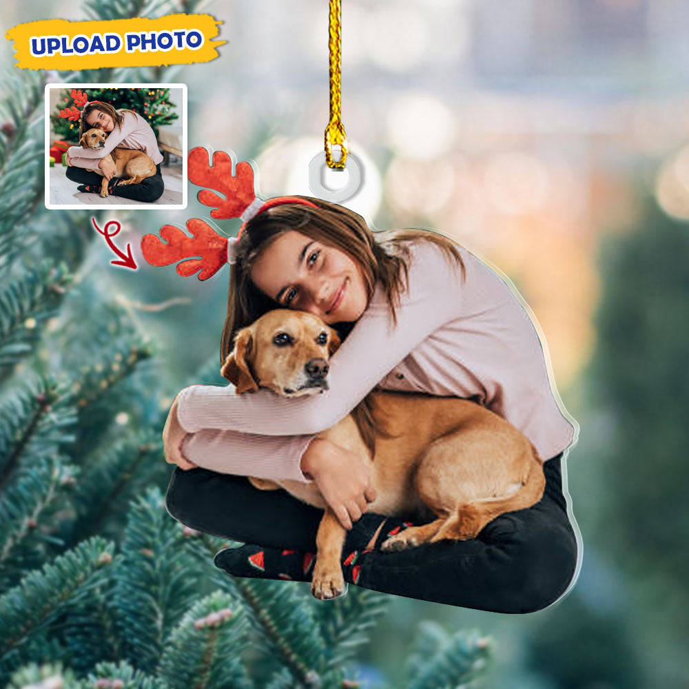Personalized Acrylic Ornament - Gift For Bestie - Woman And Her Dog Photo AC