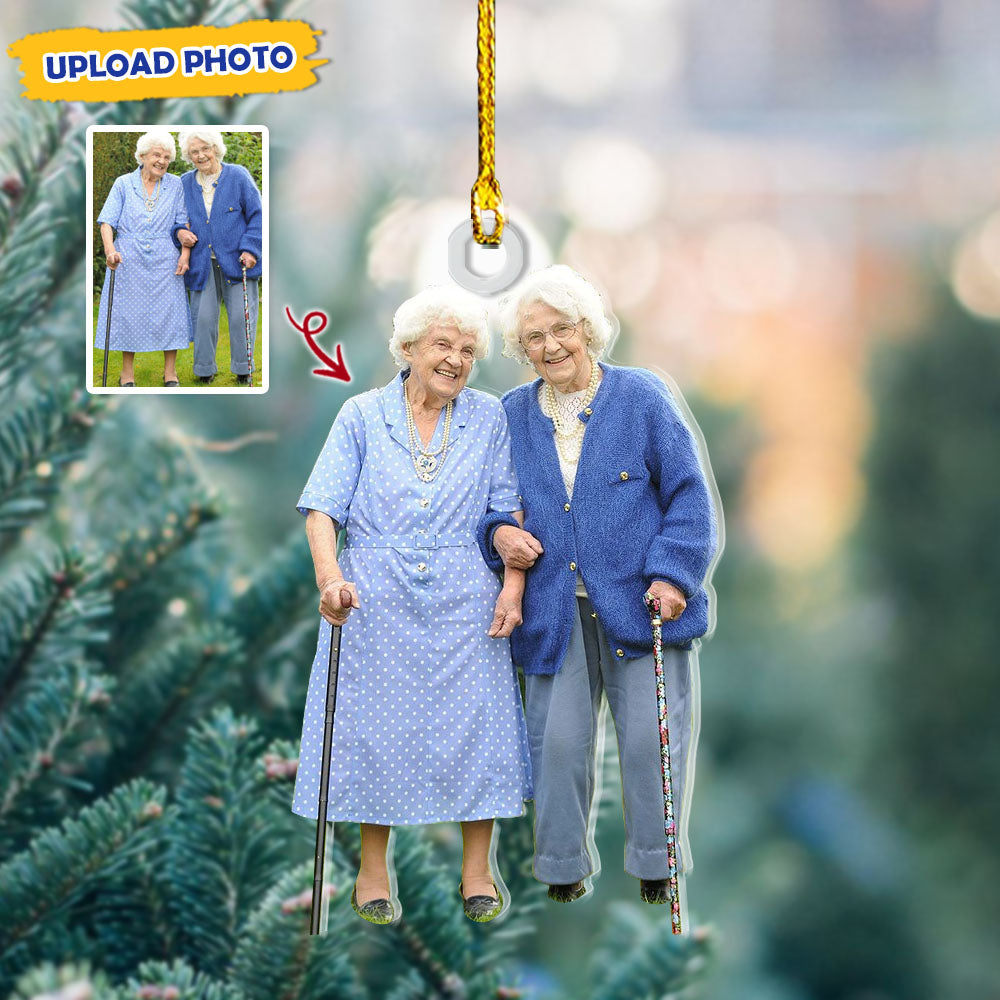 Personalized Acrylic Ornament - Gift For Bestie - Forever Friends Old Besties Photo AC