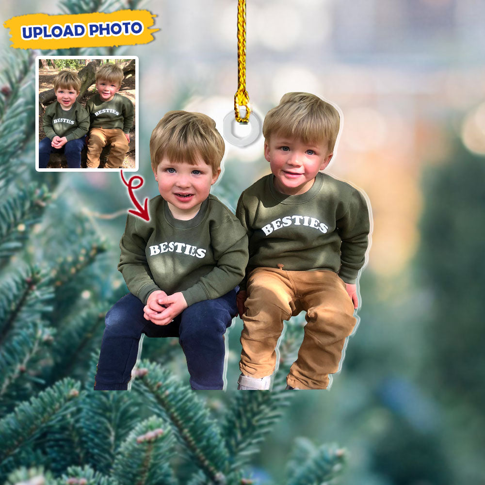 Personalized Acrylic Ornament - Gift For Bestie - Two Little Boys Photo AC