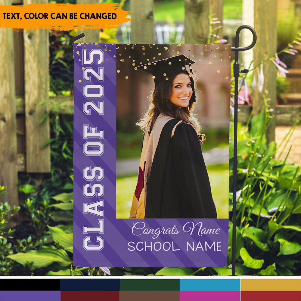Custom Class Of 2024 Glitter Graduation Garden Flag, Perfect for Graduates, Graduation Gift FC