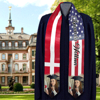 Thumbnail for Custom Graduation Stoles/Sash with Flags of Two Countries - Special Graduation Gift FC