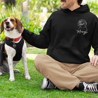 Thumbnail for Personalized Embroidered T-shirt - Gift For Pet Lovers - Dog Cat Embroidery Photo Line Drawing FC