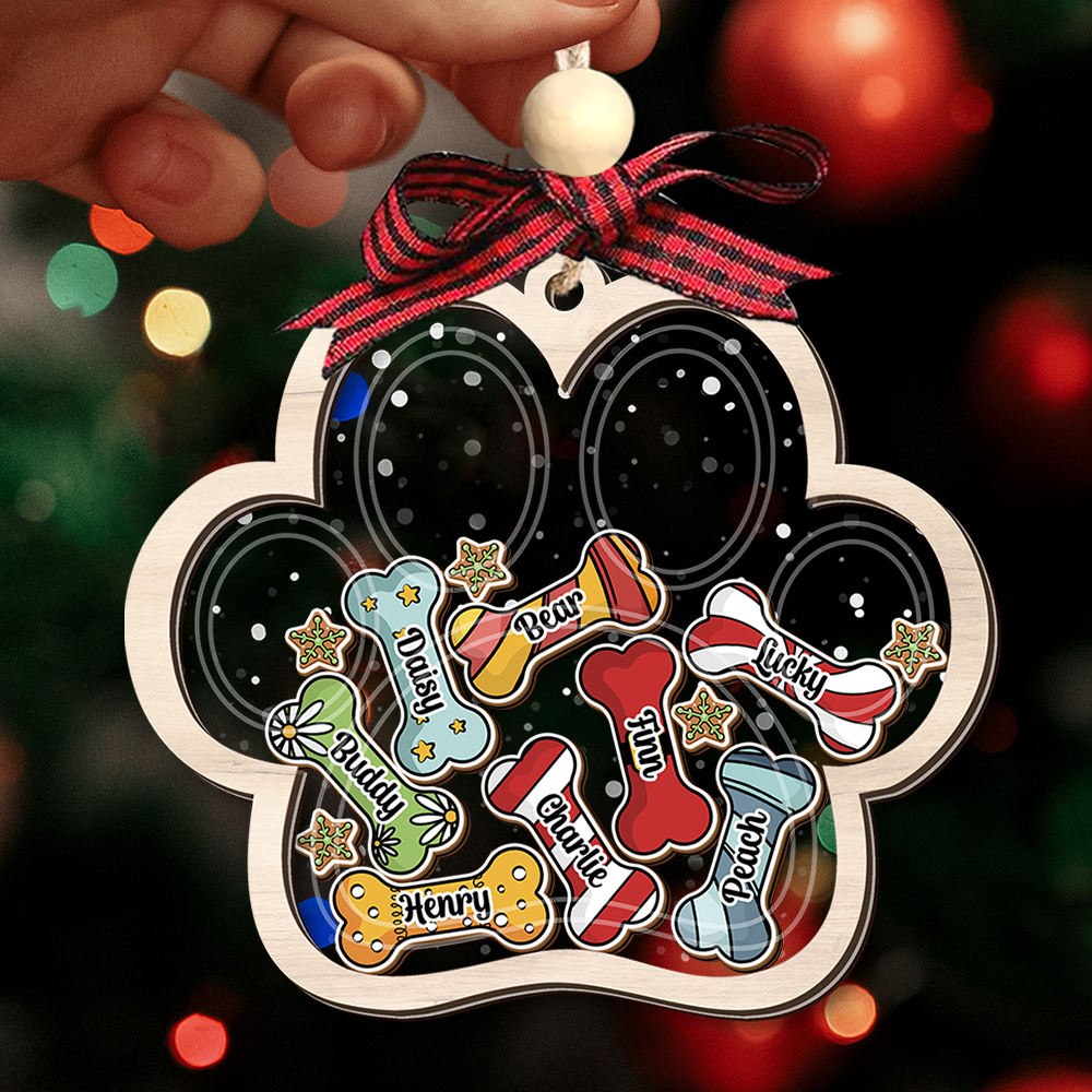 Personalized Shaker Ornament - Christmas Gift For Pet Lovers - Pawprints With Dog Cat Name AC