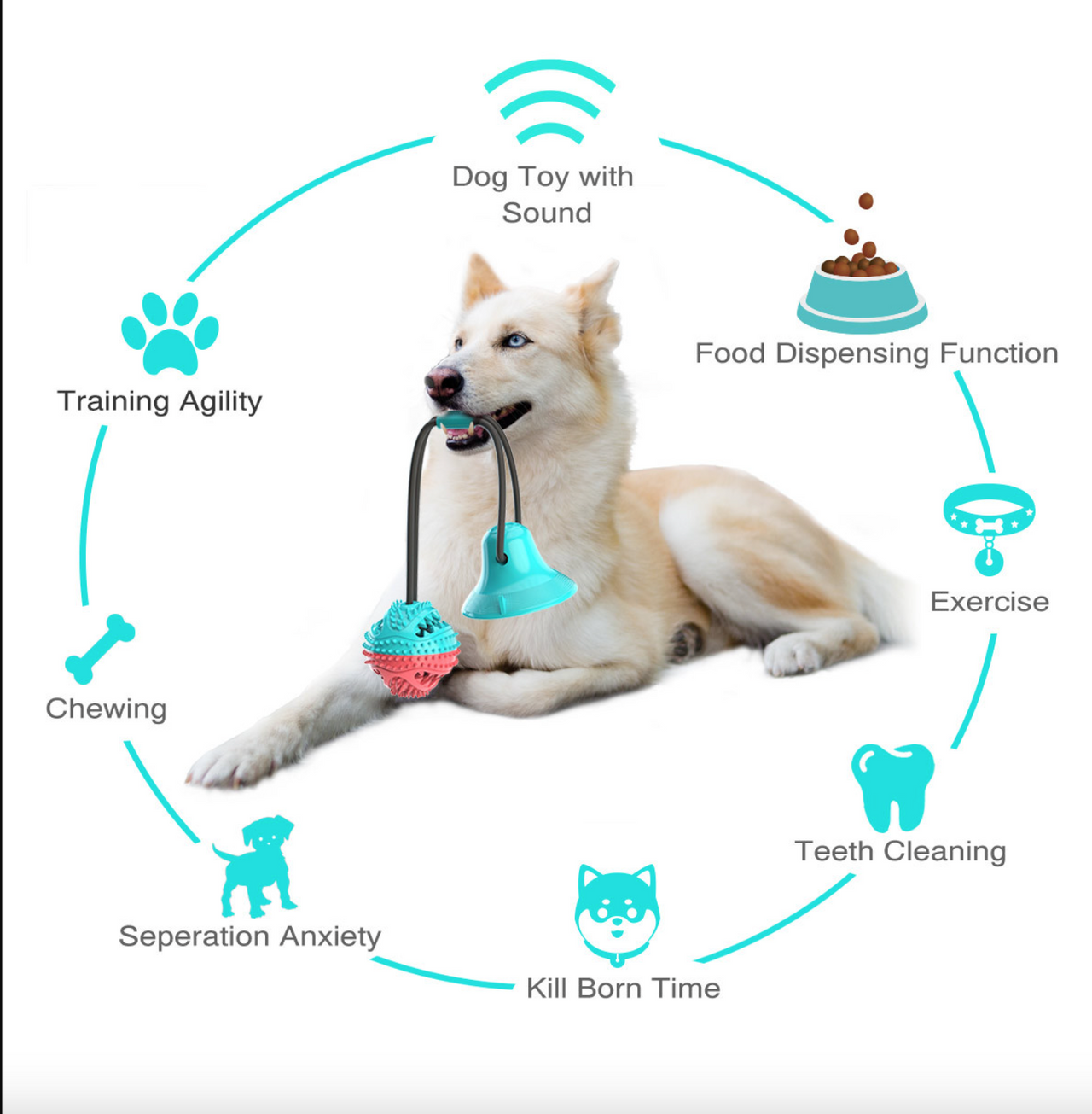 Outdoor Molar Suction Cup Dog Toy with Drawstring Ball Leakage, Dog Toy JonxiFon
