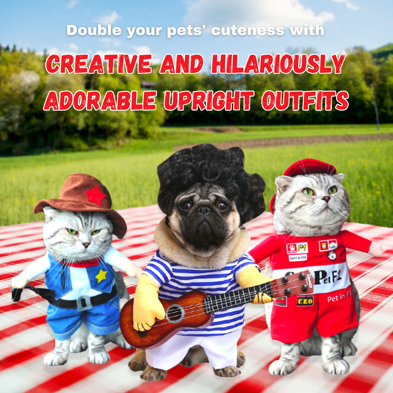 Halloween Dog Costumes: Pirate, Police, Doctor, Guitar, Funny Dress JonxiFon