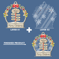 Thumbnail for Personalized Wooden & Acrylic Layered Ornament - Christmas Gift For Family - Family Name Signboard with Snow AC