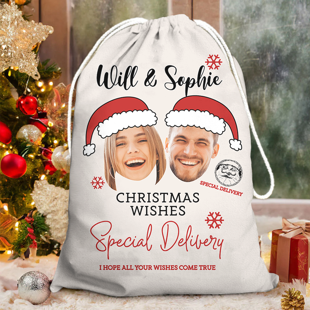 Custom Santa Claus With Name Photo Santa Sack, Christmas Gift AB