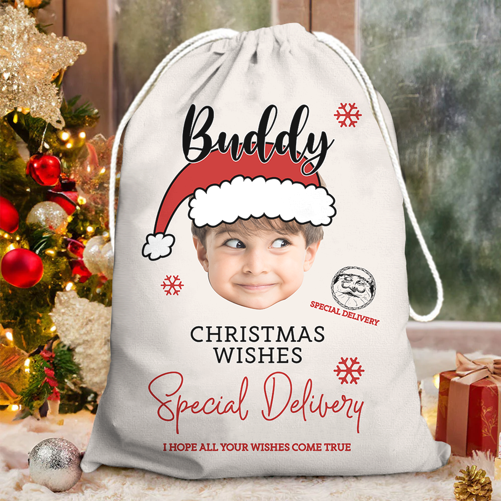 Custom Santa Claus With Name Photo Santa Sack, Christmas Gift AB
