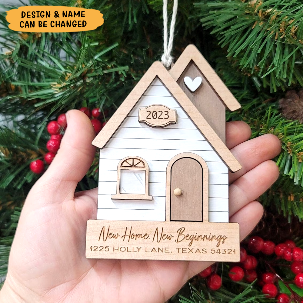 Personalized Our First Home Christmas Layered Wood Ornament, New Home Gift AE