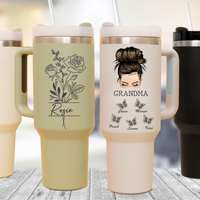 Thumbnail for Personalized 40oz Tumbler - Gift For Grandma - Flower Grandma Butterflies Grandkids Yoycol