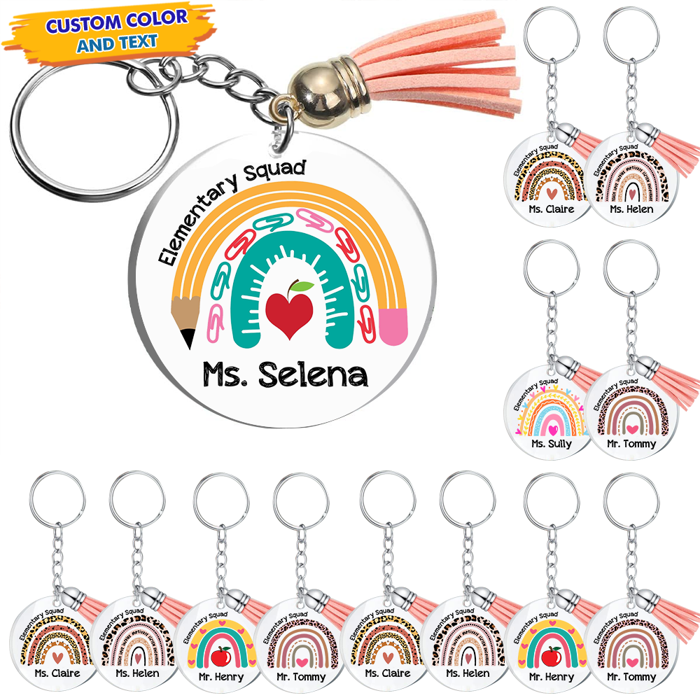 Personalized Grade Squad Teacher Team Clear Acrylic Tassels Key Chain JonxiFon