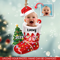 Thumbnail for Upload Photo Baby First Christmas Acrylic Ornament, Customized Holiday Ornament AC