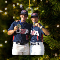 Thumbnail for Personalized Acrylic Ornament - Gift For Baseball Lovers - Baseball Girl Besties Photo AC