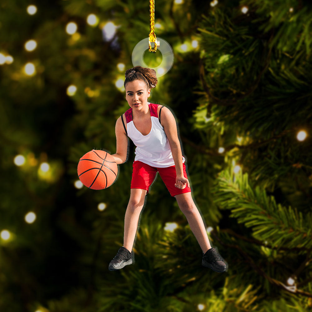 Personalized Acrylic Ornament - Gift For Basketball Lovers - Basketball Girl Photo FC
