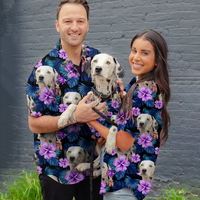 Thumbnail for Personalized Enjoy The Summer Together Floral Palm Leaves Dog Cat Photo Men Hawaiian Shirt For Pet Dad FC
