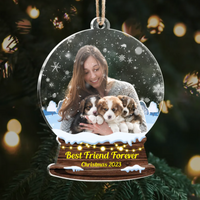 Thumbnail for Custom Merry Christmas Photo Snowglobe Printed Acrylic Ornament, Christmas Gift AE