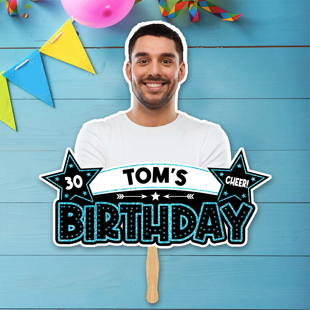 Custom Photo Birthday Face Fans With Wooden Handle, Birthday Parties JonxiFon
