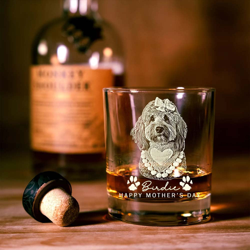 Personalized Etched Photo With Name Whiskey Glasses - Gifts For Pet Lovers FC