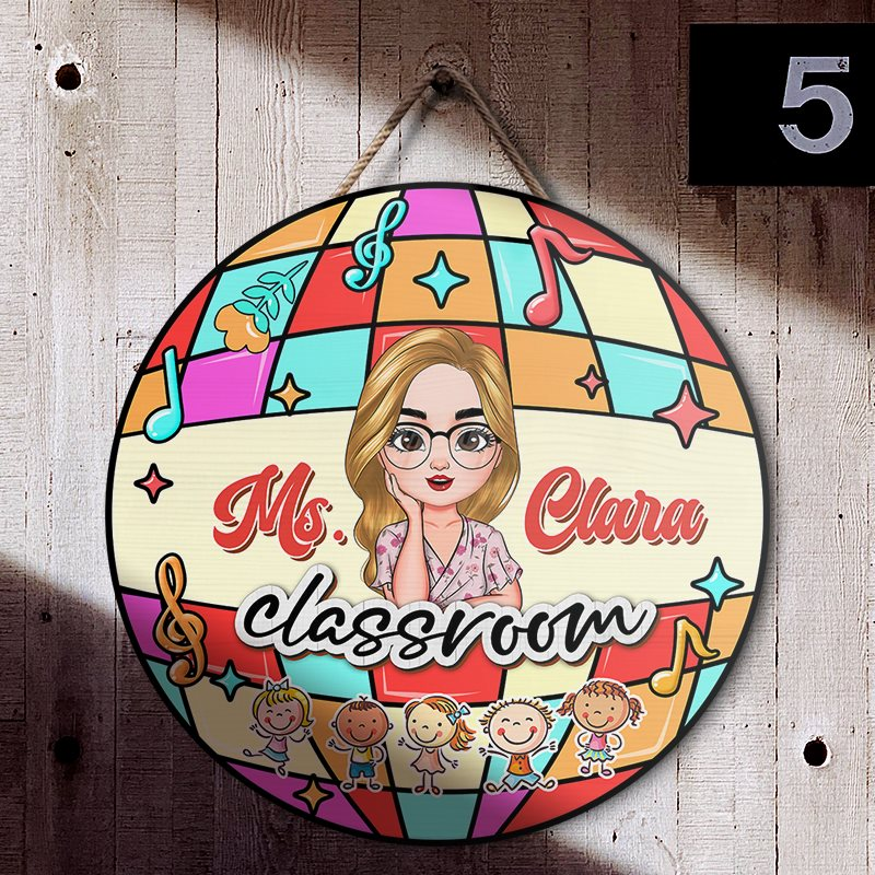 Personalized Teacher Welcome Disco Classroom Door Sign, Gift For Teacher AE