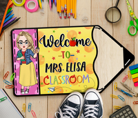 Thumbnail for Custom Welcome To Teacher Classroom Pencil Shaped Doormat, Gift For Teacher AB
