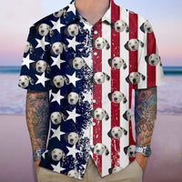 Thumbnail for Custom Face American Flag Set Hawaiian Shirt For Pet & Human, Gift For Pet Lover AI