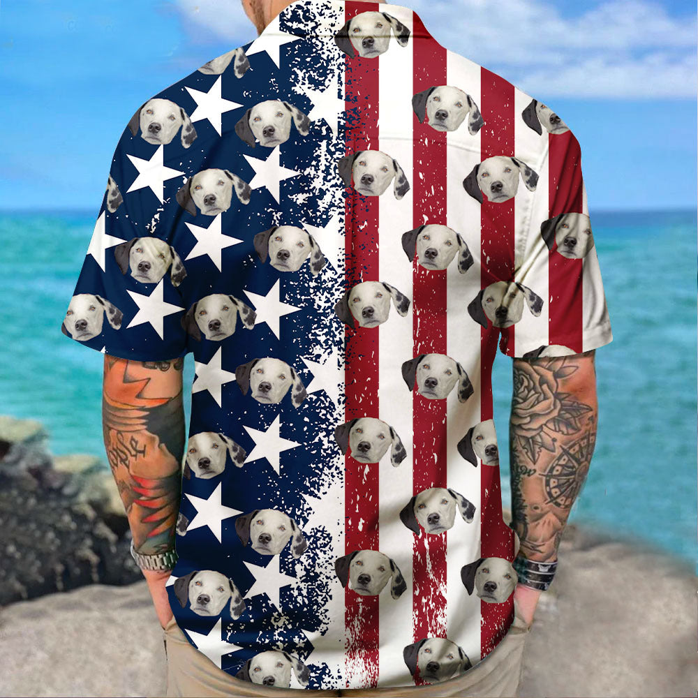 Custom Face American Flag Set Hawaiian Shirt For Pet & Human, Gift For Pet Lover AI