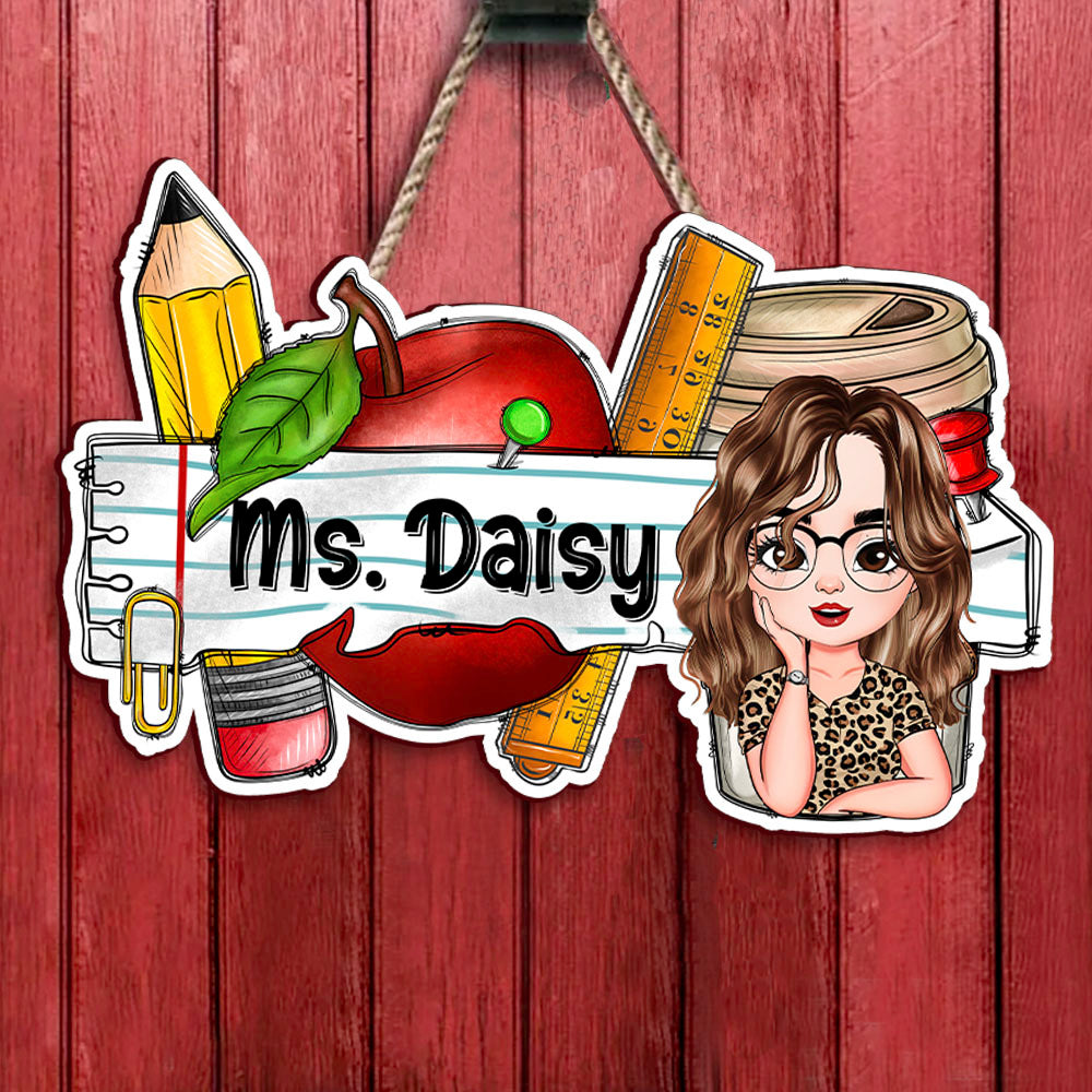 Custom Smiling Teacher Name Shaped Door Sign, Classroom Decorations JSDS- AE