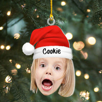 Thumbnail for Personalized Acrylic Ornament - Gift For Family - Portrait Photo With Christmas Hat AC