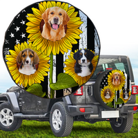 Thumbnail for Personalize Pet Photo American Flag Sunflower Spare Tire Cover, Gift For Dog Cat Lovers FC