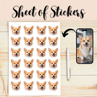 Thumbnail for Personalized Pet Face And Body Photo Water-Resistant Stickers Sheet, Pet Lovers Decor and Craft Gift JonxiFon
