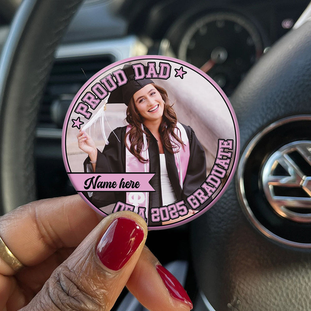 Personalized Proud Mom Of A 2025 Graduate Family Badge Pin Button, Graduation Gift FC