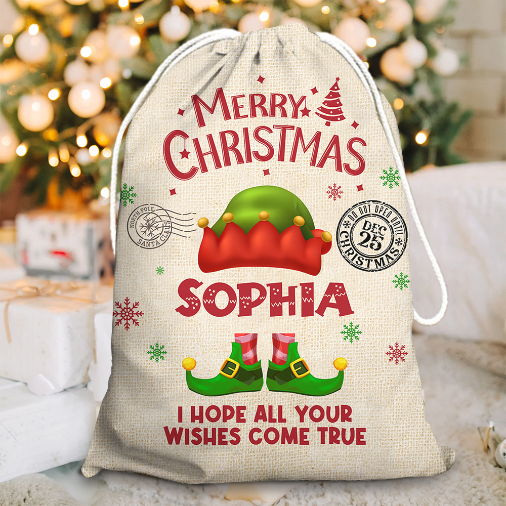 Personalized Santa Sack - Christmas Gift For Family - Christmas Costume With Name AB