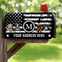 Thumbnail for Personalized Dog Cat 4th July Black & White American Flag Mailbox Cover, Gift For Dog Cat Lovers FC