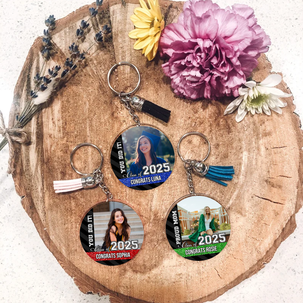 Personalized Proud Family Class of 2025 Graduation Acrylic Keychain With Tassel, Graduation Keepsake