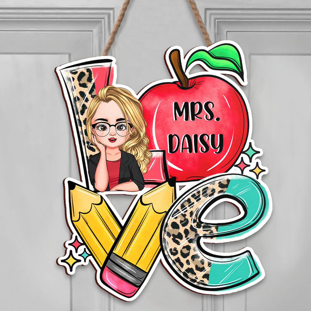 Custom Teacher Name Shaped Door Sign, Classroom Decorations Gift AE