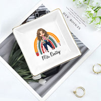 Thumbnail for Custom Rainbow Teacher Name Jewelry Ring Dish, Jewelry Tray, Gift For Teacher Trang的产品