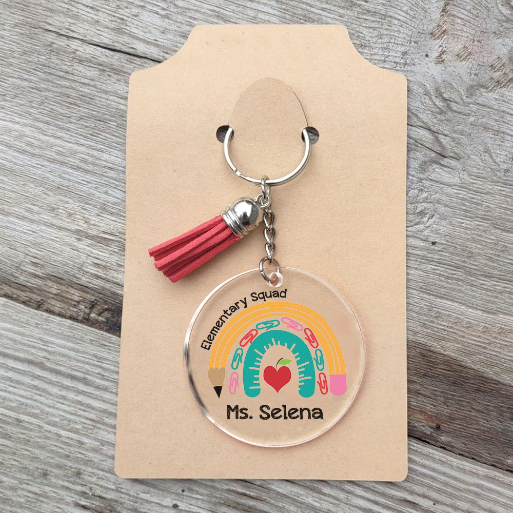 Personalized Grade Squad Teacher Team Clear Acrylic Tassels Key Chain JonxiFon