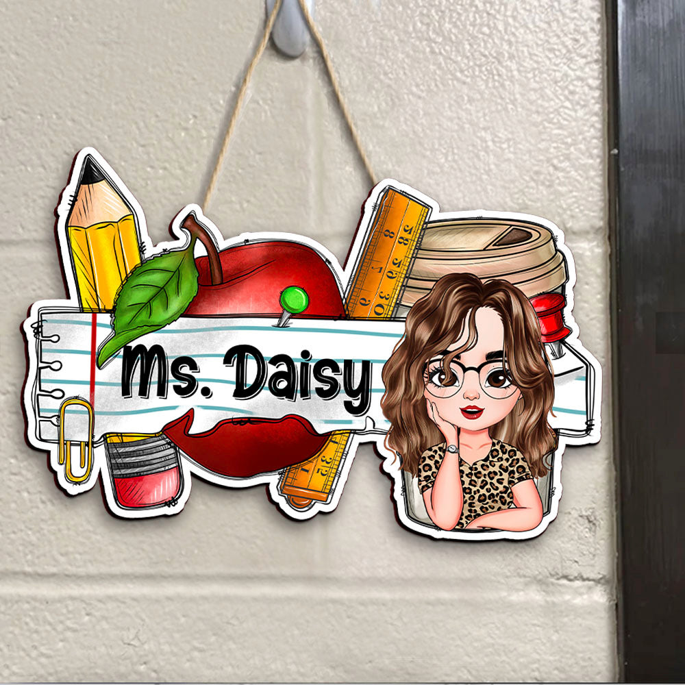 Custom Smiling Teacher Name Shaped Door Sign, Classroom Decorations JSDS- AE