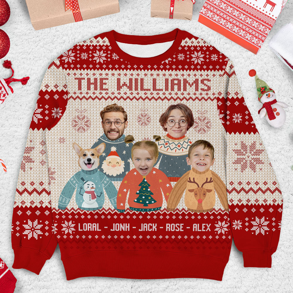 Personalized Ugly Christmas Sweater - Christmas Gift For Family - Funny Family Photo AB