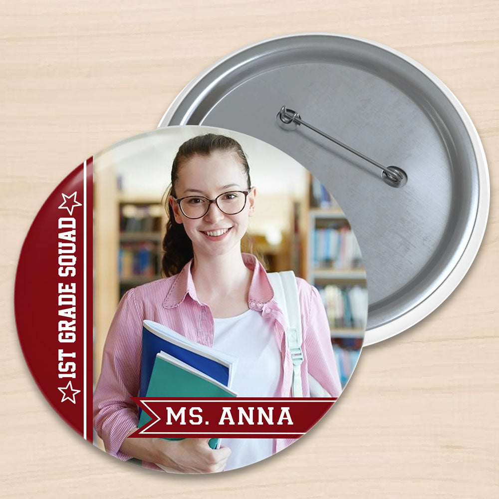 Personalized Grade Squad Teacher Team Pin Button Badge, Back To School Accessory JonxiFon