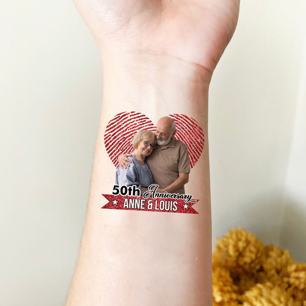 Personalized Happy Wedding Anniversary Couple Photo Glitter Party Tattoos, Wedding Anniversary Party Supply JonxiFon