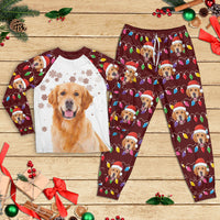 Thumbnail for Personalized Raglan Pajamas Set - Christmas Gift For Pet Lovers - Colorful Christmas Lights Pet Photo Merchize