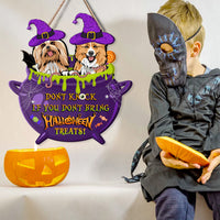 Thumbnail for Personalized Shaped Door Sign - Halloween Gift For Dog Lovers - Don't Knock Dog Witch AE