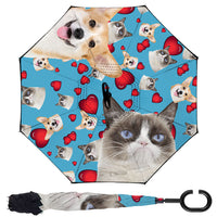 Thumbnail for Custom Pet Photo Windproof Reverse Upside Down C-Handle Double Layer Umbrella, Gift For Pet Lover JonxiFon